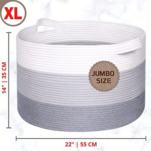MINTWOOD Design 22x14 Inches Cotton Rope Storage Basket
