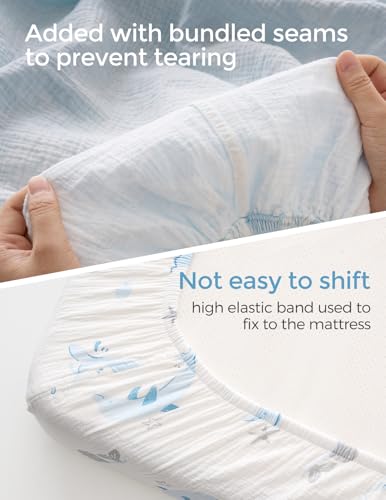 Momcozy Muslin Crib Sheets 52x28 2 Pack Soft Breathable Cotton 1