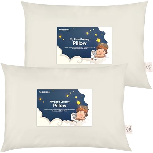 KeaBabies 2-Pack Toddler Pillow 13x18 - Soft Organic Cotton Travel Bed Pillow for Kids