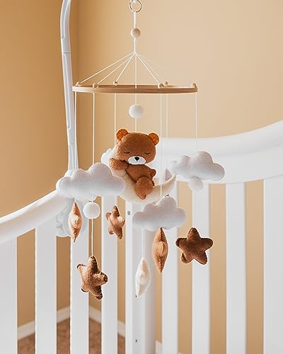 Teddy Bear Baby Mobile with Clouds and Stars