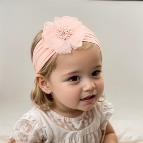 Yheahin Pink Flower Elastic Headband for Baby Girl