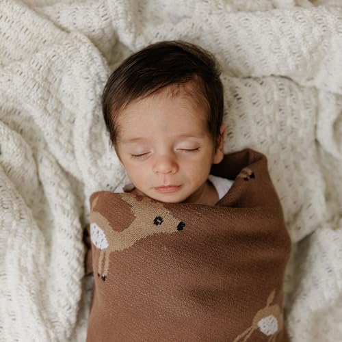 Bleu La La Soft Cotton Receiving Blanket - Deer Sage