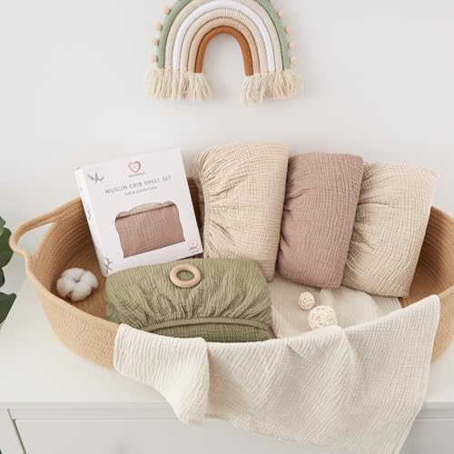 Bearmoss Muslin Crib Sheets 2 Pack Oat Latte