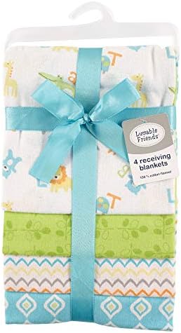 Luvable Friends 4-Pack Flannel Receiving Blankets for Baby