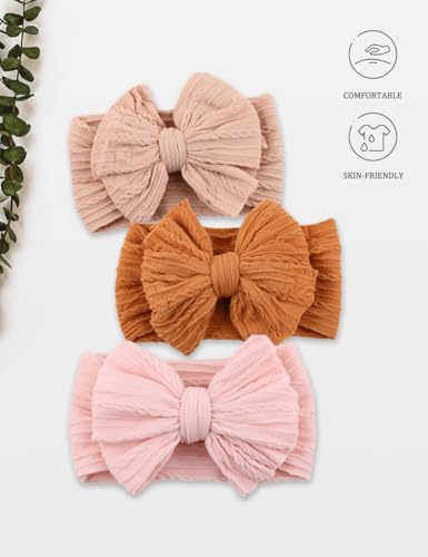 ZURLEFY Rust Nylon Baby Headband Bows