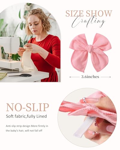 Doboi 20PCS Cotton Linen Bows for Girls Hair Clips
