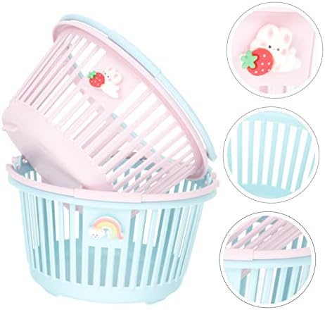 2pcs Plastic Baskets Sturdy Storage Bins for Home