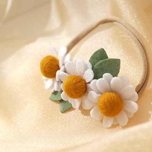 Felt Daisy Baby Headband for Newborn and Birthday Parties