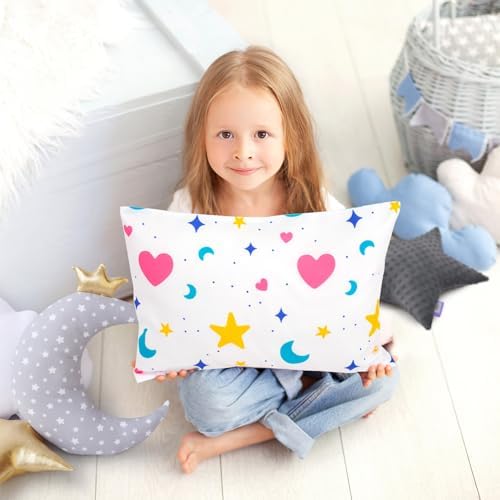 UOMNY Toddler Pillowcases 2 Pack Star Moon Blue White 13x18 12x16 14x19