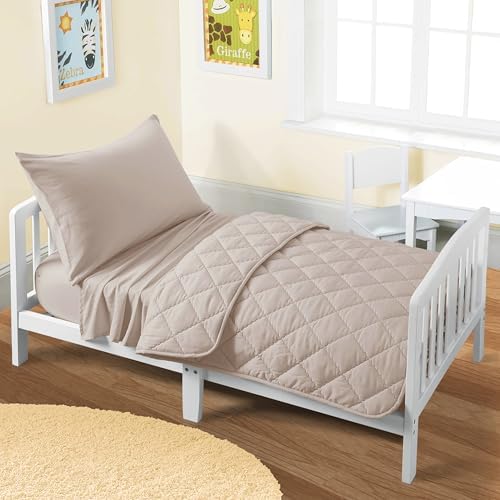 FLXXIE Toddler Bedding Set 4 Pieces Light Taupe