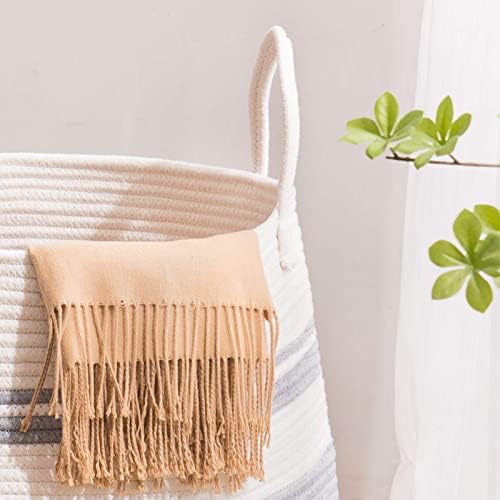 105L Extra Large Woven Laundry Hamper with Cotton Rope Handles Dark Grey