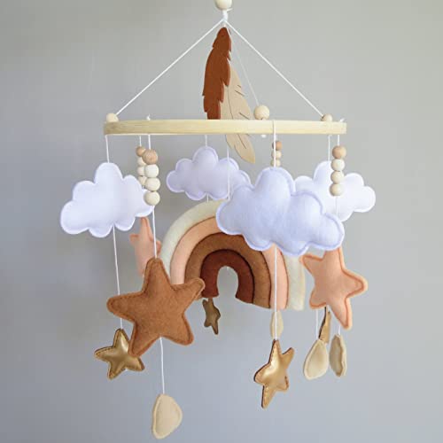 Goukurlsma Rainbow Felt Crib Mobile for Girls and Boys