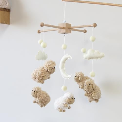 Goukurlsma Sheep Crib Mobile White Decor 1