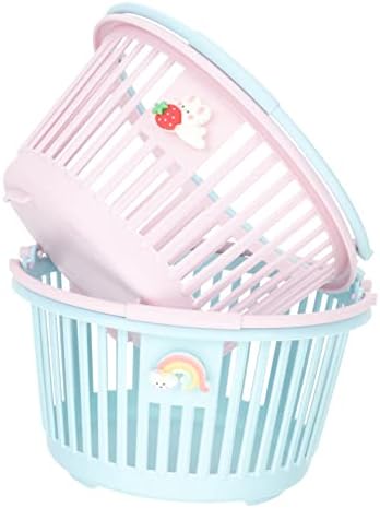 LIFKICH 2pcs Small Plastic Storage Baskets for Bathroom and Office