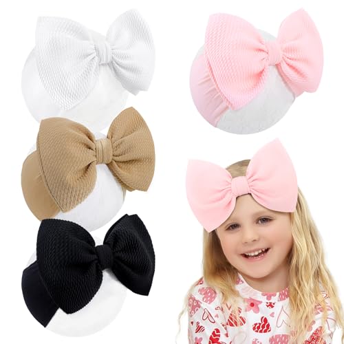 YanJie Baby Girl Headbands with Bows in Black White Pink