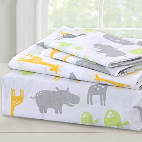 Danica Toddler Sheet Set with 3 Pieces Cotton Jungle Pals Design