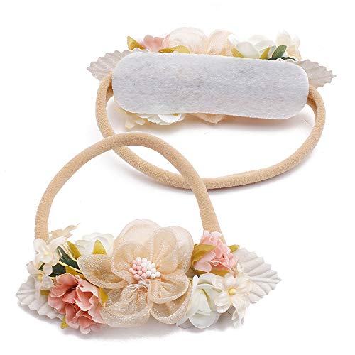 OOSAKU Soft Floral Headbands 3pcs Set for Baby Girls
