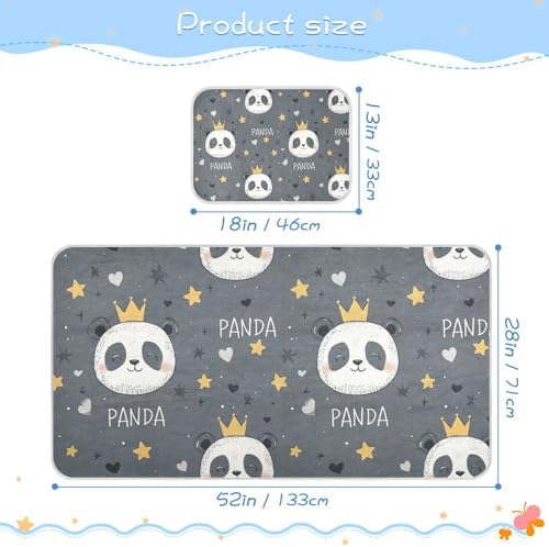 Panda King Star Grey Cooling Baby Mattress Pad 28x52
