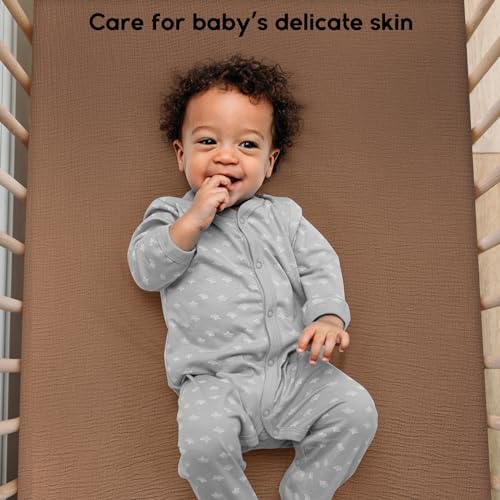 Yoofoss Muslin Crib Sheets 2 Pack Cotton Breathable