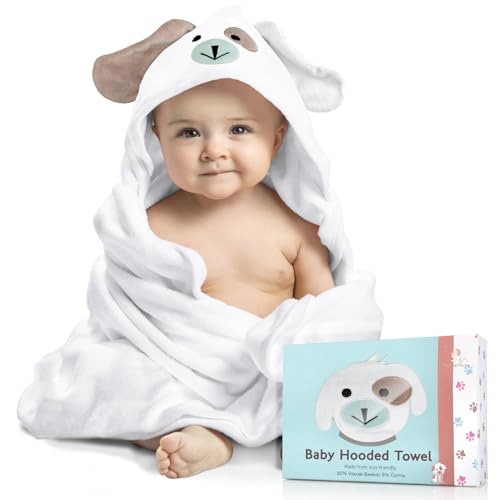 Premium Bamboo Baby Towel with Hood - White