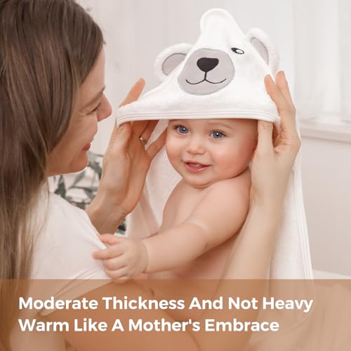 Momcozy Baby Bath Towel Set with Hood and Washcloth