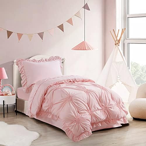 HOMBYS Pink Princess Toddler Bedding Set 4 Pcs