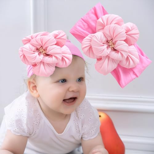 Baby Girl Flower Headbands 5 Pack Soft Elastic Hair Bows
