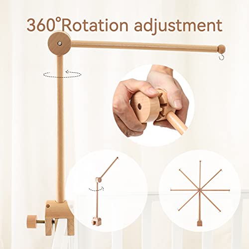Etucdose Wooden Crib Mobile Arm - Adjustable Anti-Slip Holder