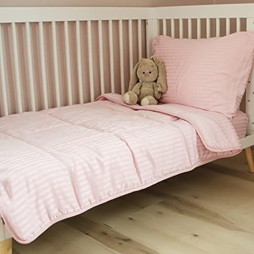ZPECC Toddler Bedding Set 4 Piece Pink Stripe