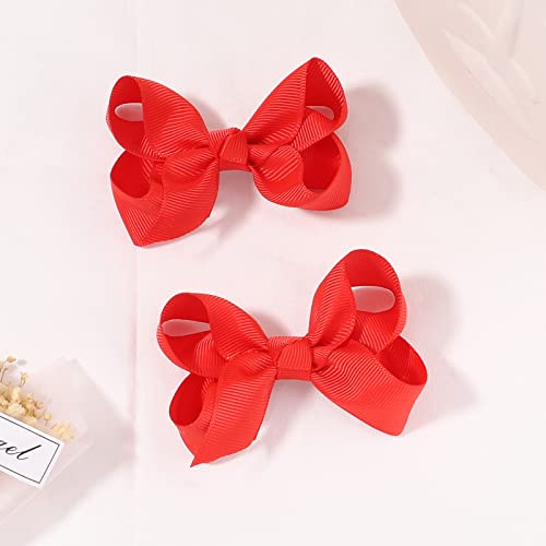 YLEN 2PCS 3 Inch Red Hair Bows for Girls