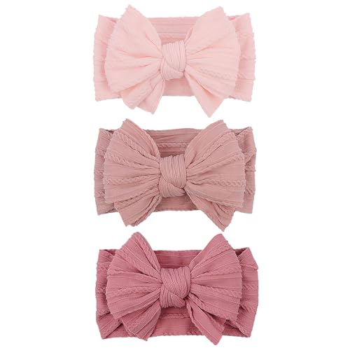 Handmade Baby Girls Headbands with Bows Pink