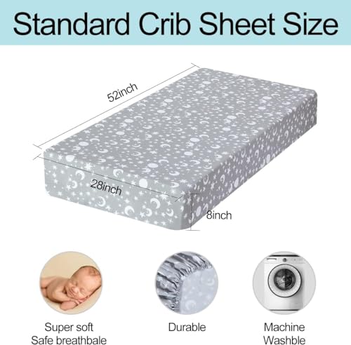 Bimocosy 4 Pack Crib Sheets for Boys Stars and Woodland Animals