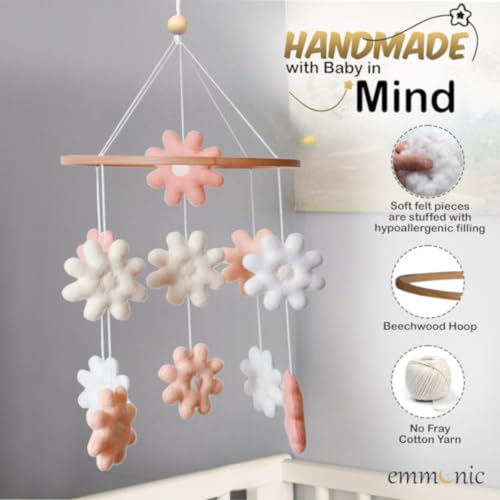 Handmade Flower Crib Mobile for Girls - Boho Nursery Dcor