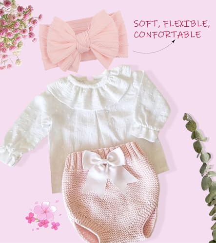Handmade Baby Girls Headbands with Bows Pink