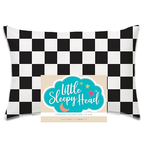 Little Sleepy Head Toddler Pillowcase - 13x18 Checkers Black 1