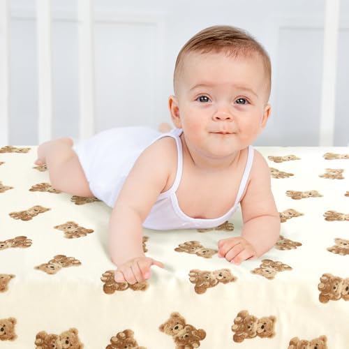LifeTree Bear Pattern Crib Sheets - Soft Muslin 28x52in