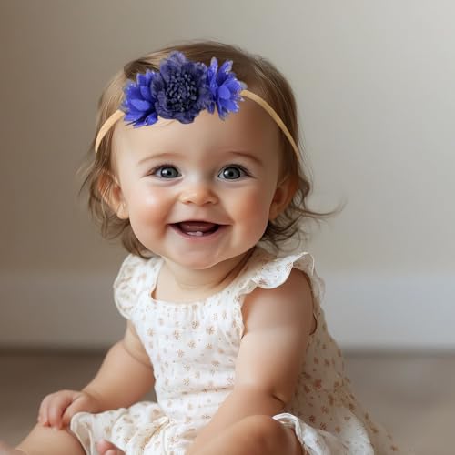 Kenjudess Stretchy Baby Girl Flower Headband Set
