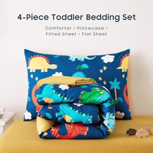 Wake In Cloud Dinosaur Toddler Bedding Set Navy Blue 1