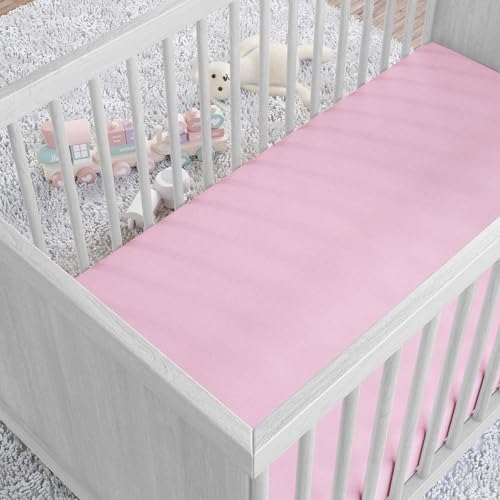 Amazon Basics Pink 100 Cotton Fitted Crib Sheet