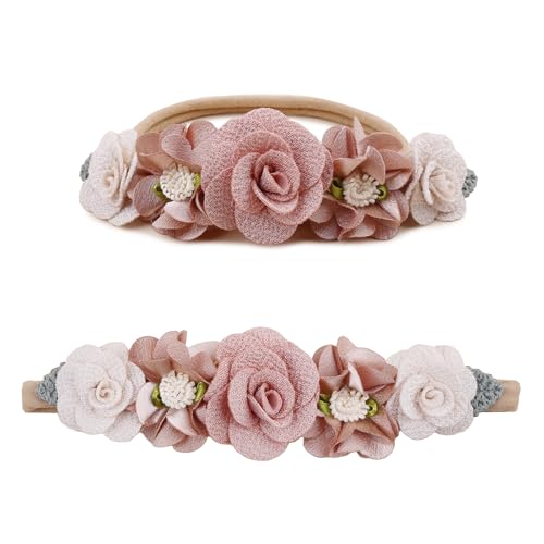 Baby Girl Flower Headband 3Pcs Elastic Hair Band for Newborn Toddler