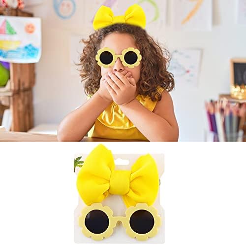 Surakey Kids Flower Sunglasses and Hairband Set