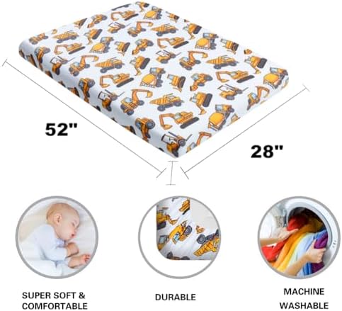 4 Pack Baby Boy Crib Sheets Set Construction Truck Dinosaur Theme