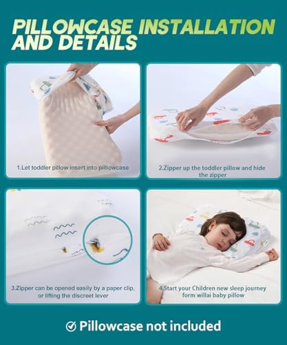 Willai Toddler Pillow 12X19 Soft Kids Pillow for Travel