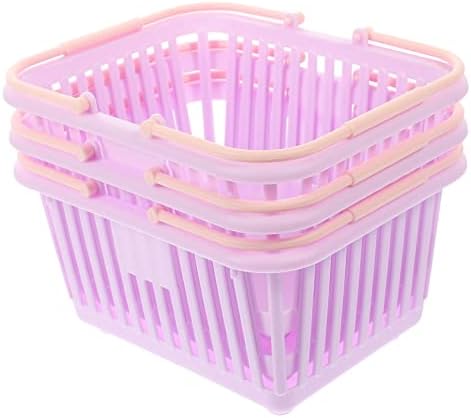 3pcs Plastic Baskets with Durable Handles for Bathroom Storage
