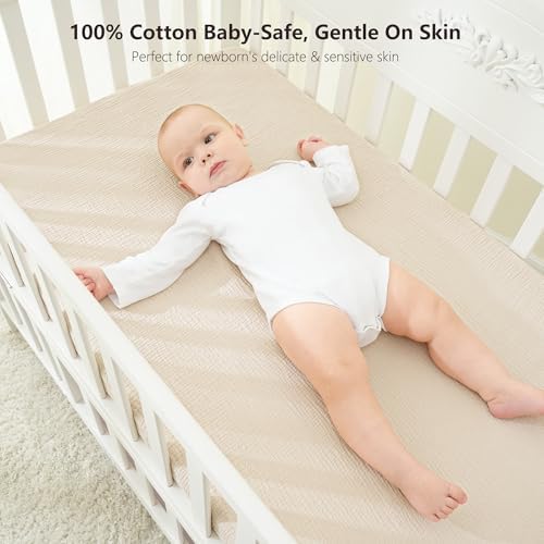 Bearmoss Muslin Crib Sheets 2 Pack Oat Latte