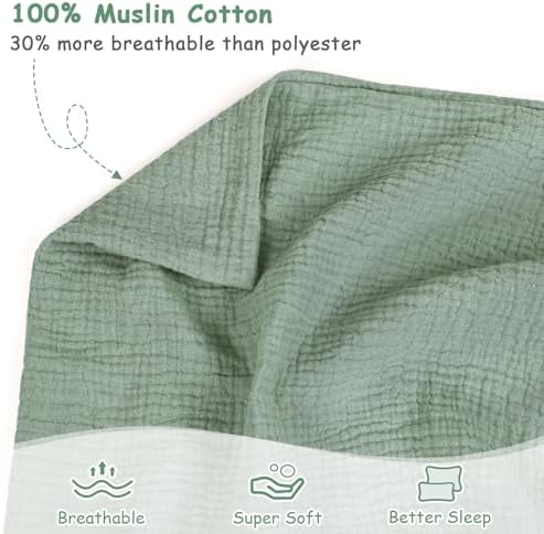 Hooyax Toddler Pillowcase 2-Pack - Muslin Cotton Envelope Closure Leaf Green