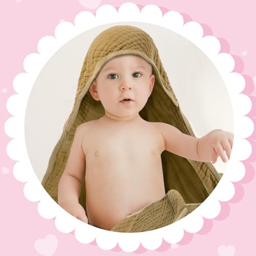 Peryiter 6 Pcs Hooded Muslin Baby Towels
