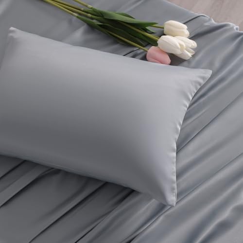 NTBAY Matte Satin Toddler Pillowcases - 2 Pack Silver Grey