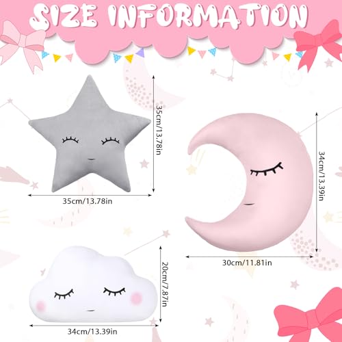 Chunful 3 Pcs Moon Star Cloud Plush Pillow Set