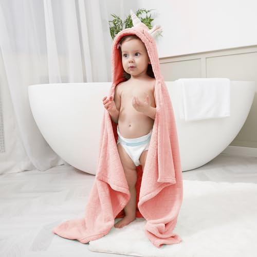 FUBANRAY Baby Hooded Towels 2-Pack for Girls 0-5 Years